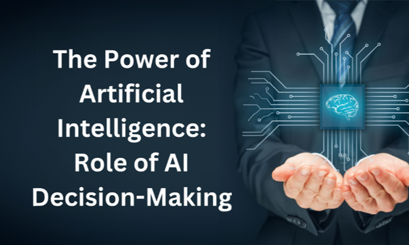 AI in manufacturing execution systems visualized through decision-making concept with businessperson holding digital brain icon